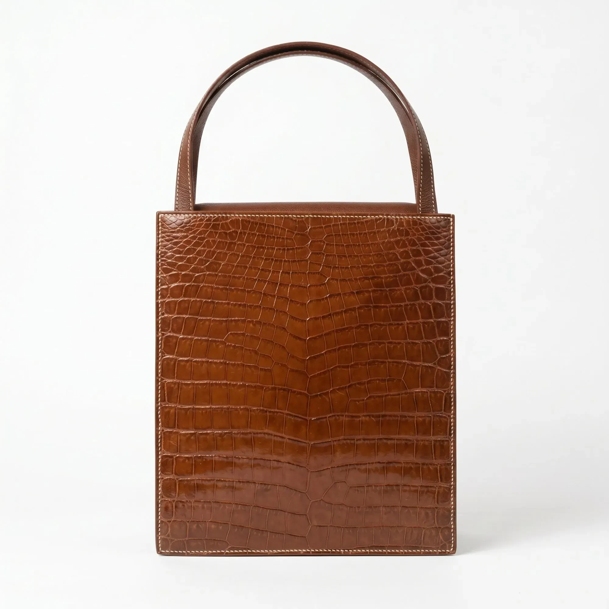 Hermès Hermès Vintage Crocodile Top-Handle Bag - Cognac Brown