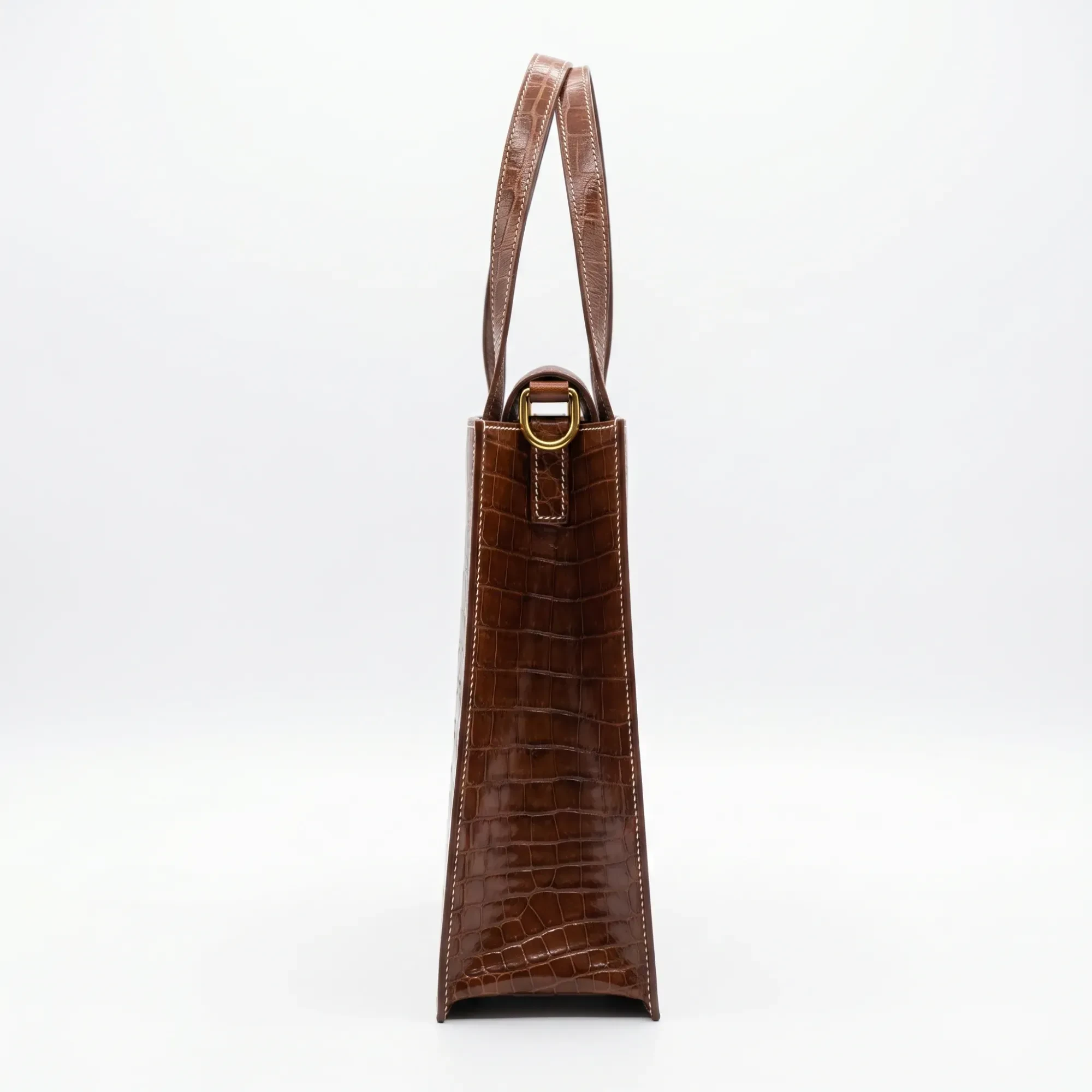 Hermès Hermès Vintage Crocodile Top-Handle Bag - Cognac Brown - detail view