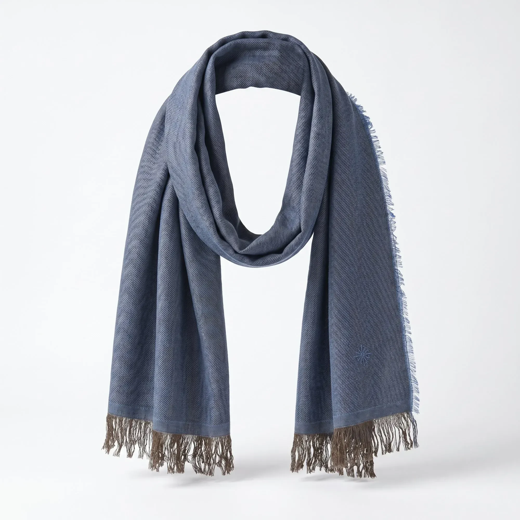  Blue Fringed Cashmere Stole